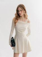 Beige Lace Off Shoulder Dress