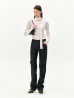 Asymmetric Ribbon Cutout Knit Top