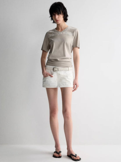White Denim Straight Skirt