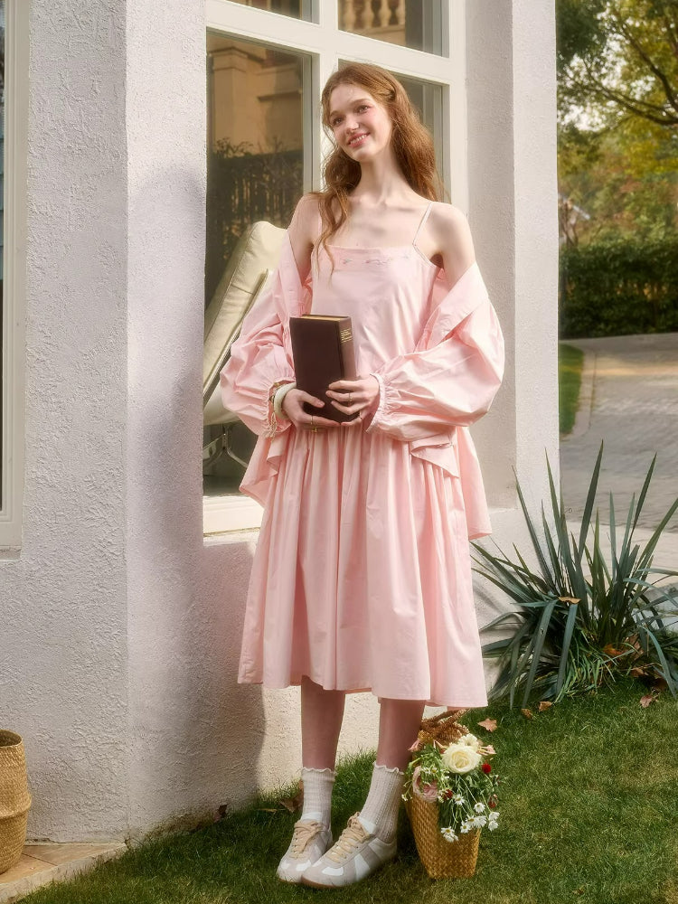 Baby Pink Cotton Shirt &amp; Dress Set