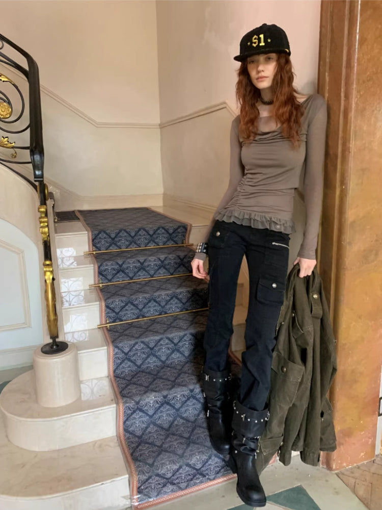 Draped Mesh Layered Top