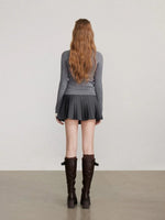 Layered V Neck Tie Knit Top