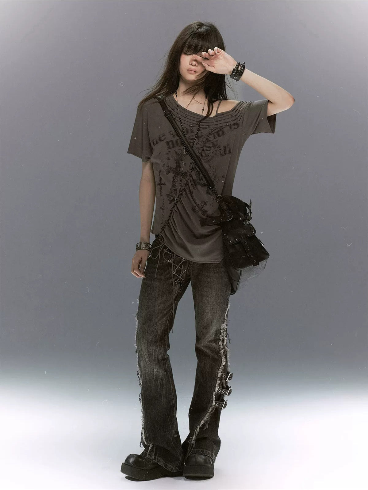 Studded Cross Print Tee