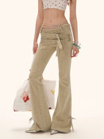 Vintage Multi-Belt Flared Denim Pants