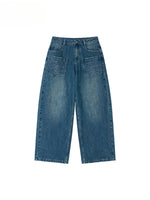 3D Rhinestone Wide - leg Denim Pants
