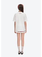 Checkered Ribbon Logo Cotton Short-sleeve T-shirt
