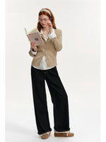 Cable Knit Layered Shirt Cardigan