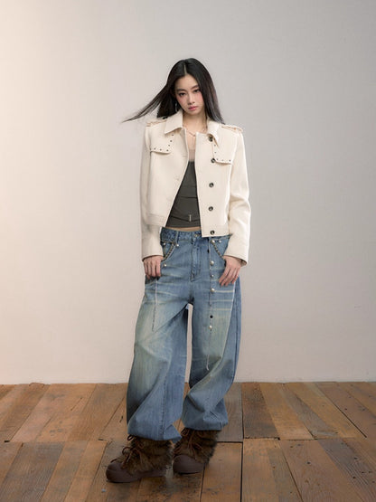 Off-White Studded Decorative Cropped Jacket