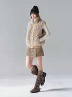 Vintage Ruffle Trim Patchwork Vest