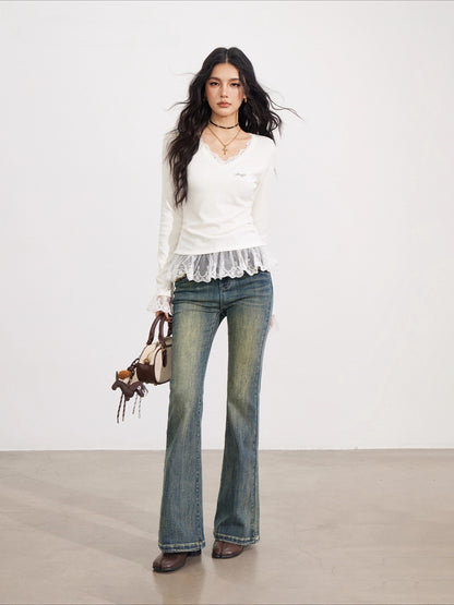 Off-white Lace V-Neck T-shirt