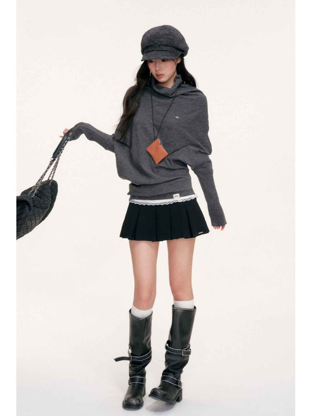 Cape Cut Turtleneck Batwing Sweater