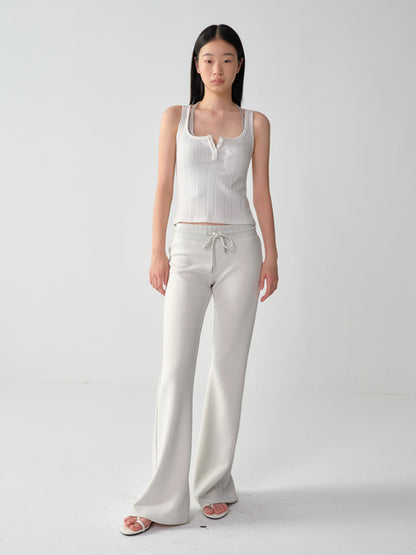 U-Neck Sleeveless Silver-Thread Camisole Tank Top