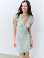Lace Patchwork Knit V-neck Dress