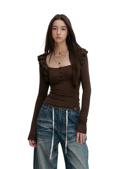 Ruffle Square Neck Top