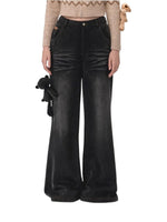 Bear Washed Denim Printing Pants