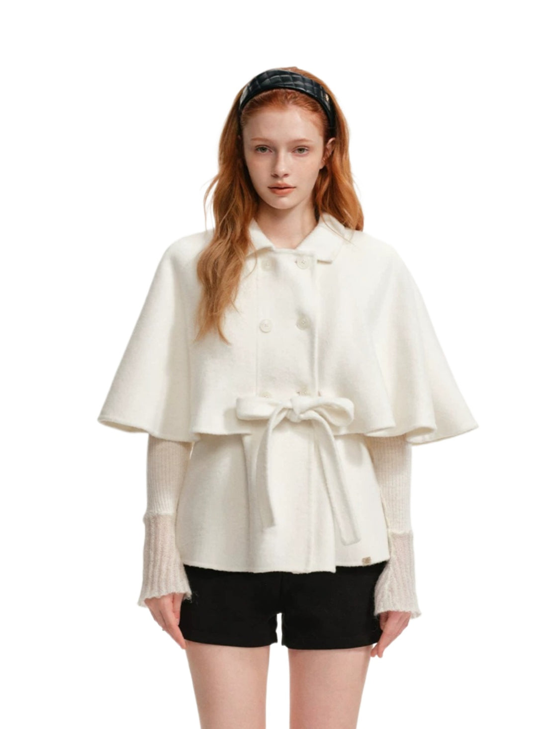 Layered Cape Belted Wool Coat