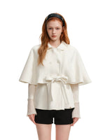 Layered Cape Belted Wool Coat