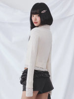 Polka Dot Faux Two-Piece Cardigan