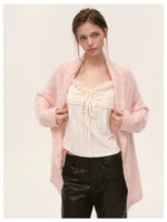 Velvet Fur-Trimmed Tie Front Camisole