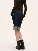 Vintage Foldover Buttoned Denim Skirt