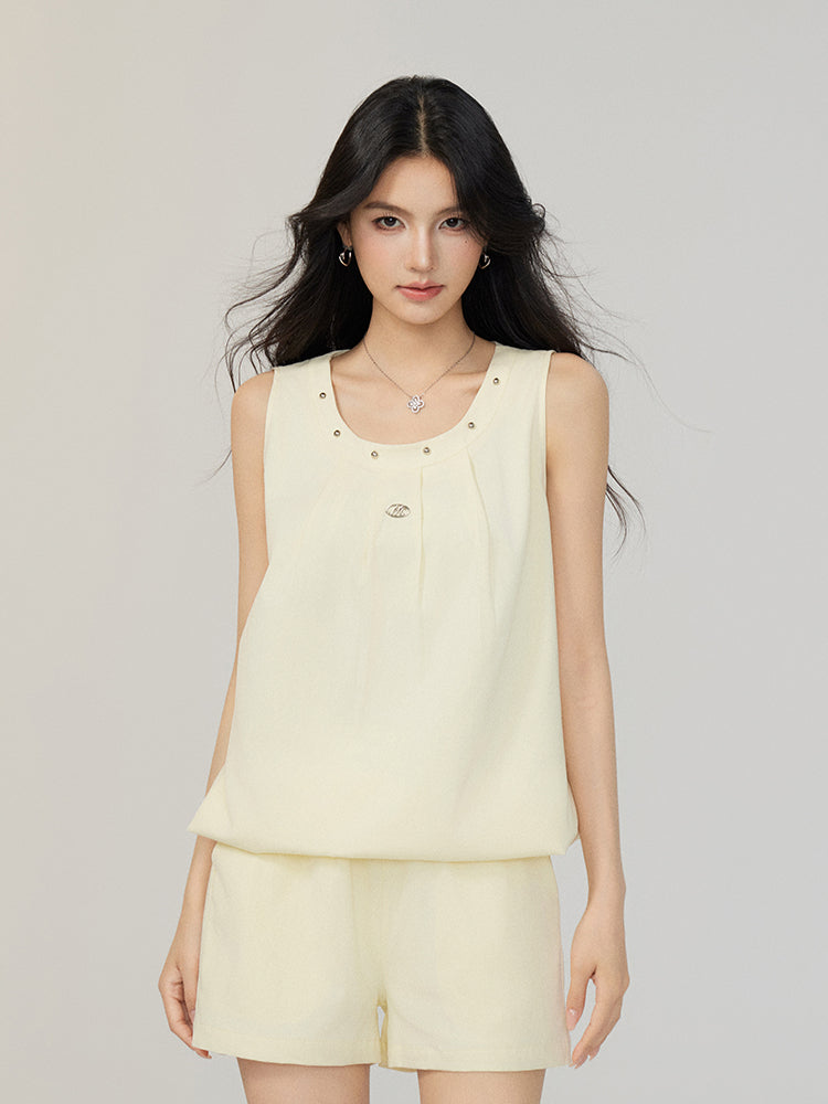 Solid-Color Cooling Vest &amp; Skirt Set
