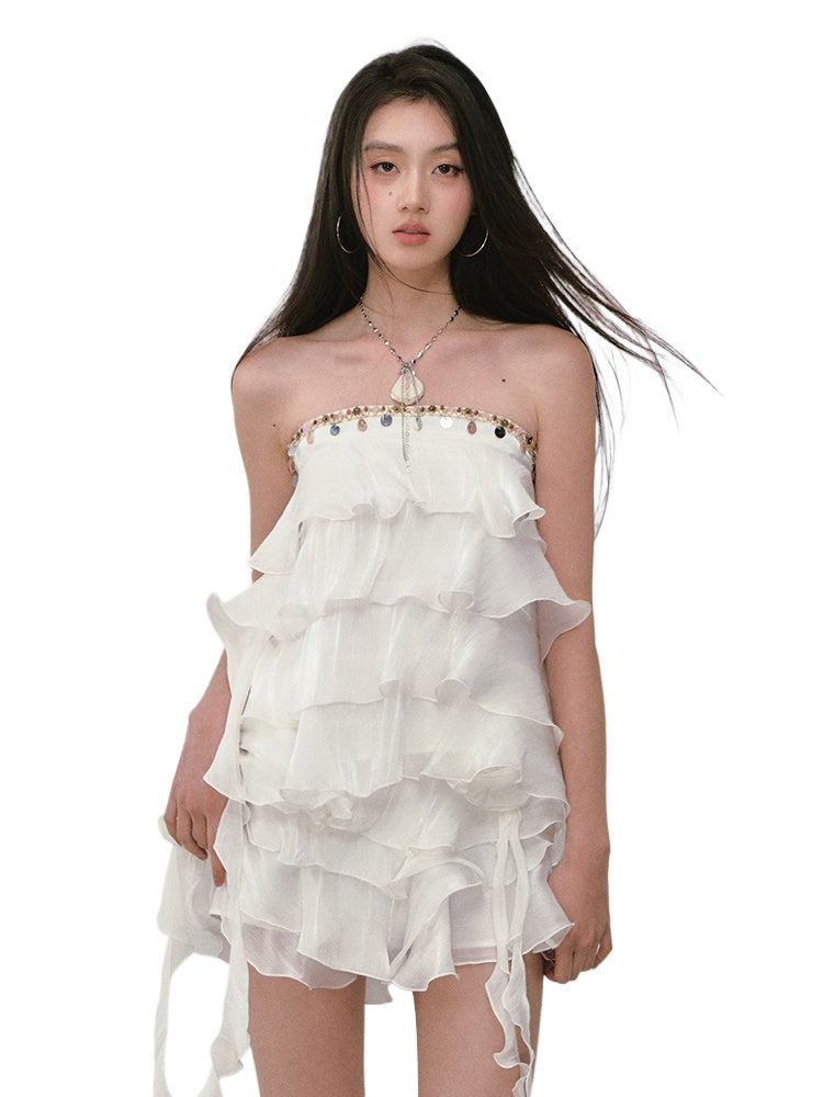 Ribbon-Strap Cake Top &amp; Skirt Set