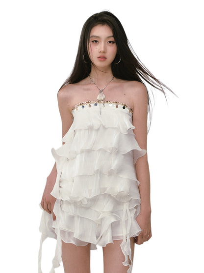 Ribbon-Strap Cake Top &amp; Skirt Set