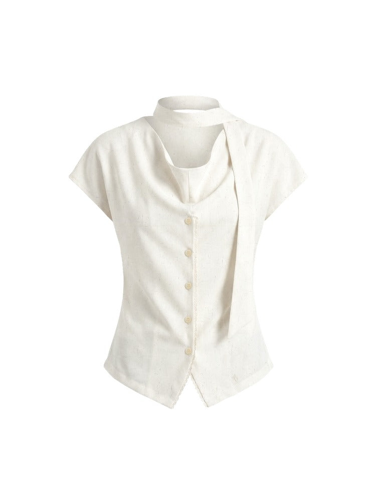 Lace Trim Draped Blouse