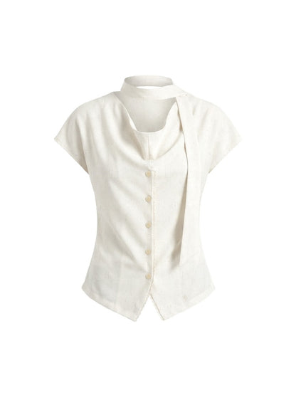Lace Trim Draped Blouse