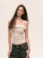 Fur Trimmed Camisole & Cardigan Set