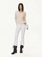 Contrast Layered V-Neck Wool Sweater