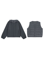 Hooded Fleece Down Vest Two-Piece Set