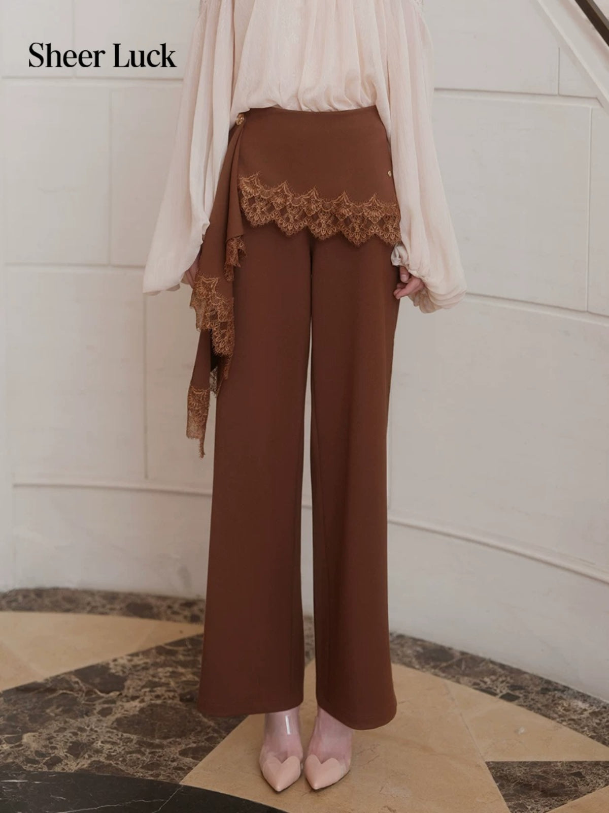 Lace Wide Leg Suit Pants