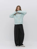 Chunky Cable Knit Bow Cardigan