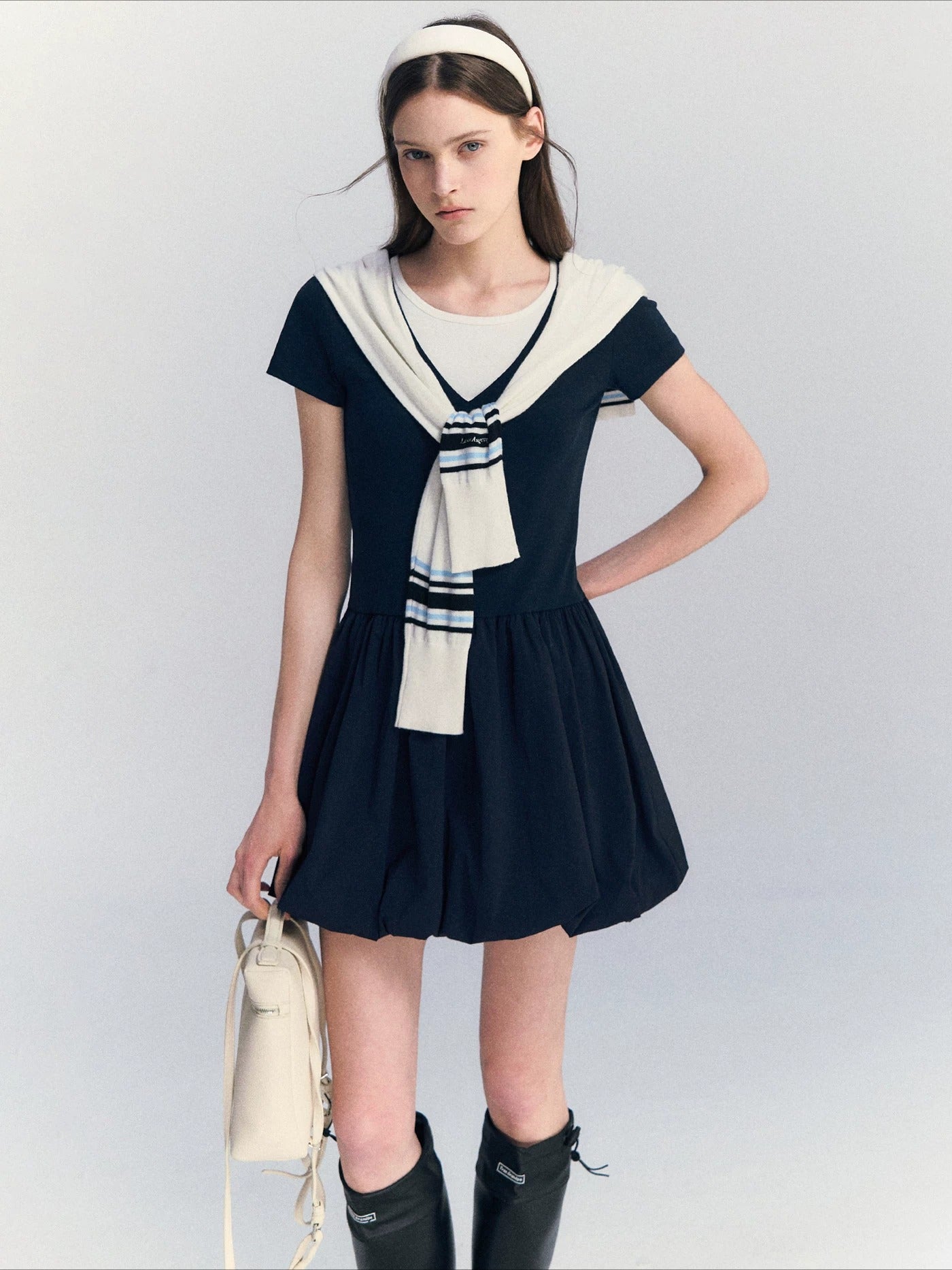 Contrast Bubble Dress Set
