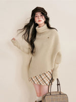 Apricot Batwing Turtleneck Sweater