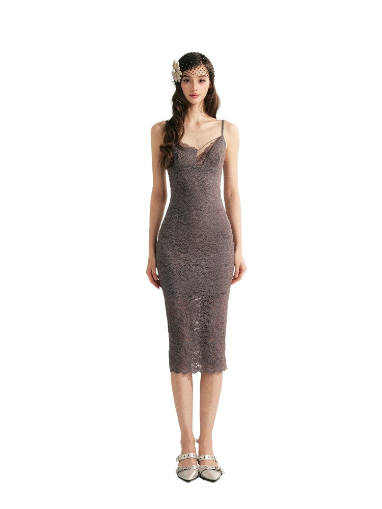 Embroidered Lace Fishtail Dress