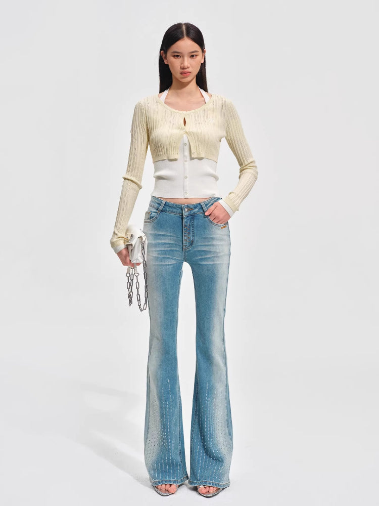 Mid-Rise Stretch Flared Jeans
