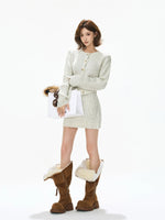 Wool Knit Cardigan & Skirt Set