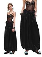 Black & Brown Satin Balloon Pants