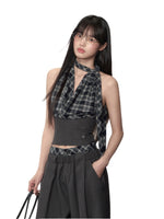 Checkered Halter Top & Pants Set