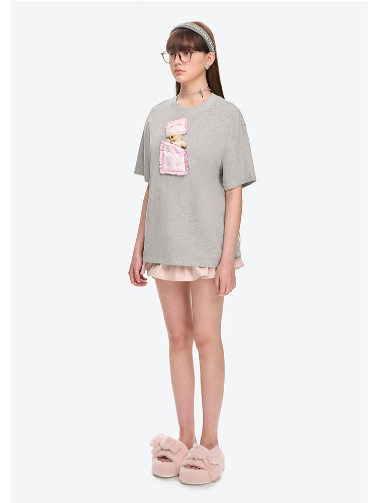 Sleepy Bear Contrast Cotton T-shirt
