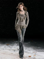 Sweet Ruffle Asymmetric Tencel Top