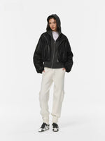 Nocturne Leather Knit Hoodie Coat