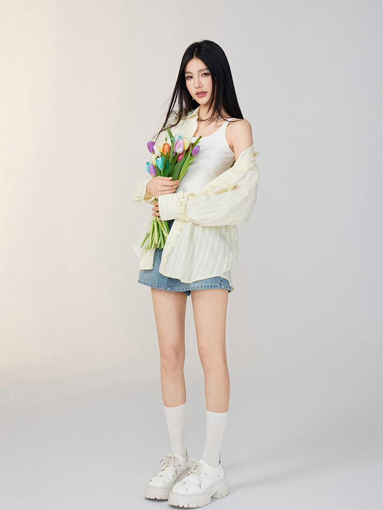 Lace-Trimmed Floral Shirt