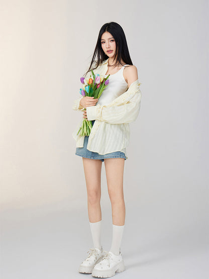 Lace-Trimmed Floral Shirt