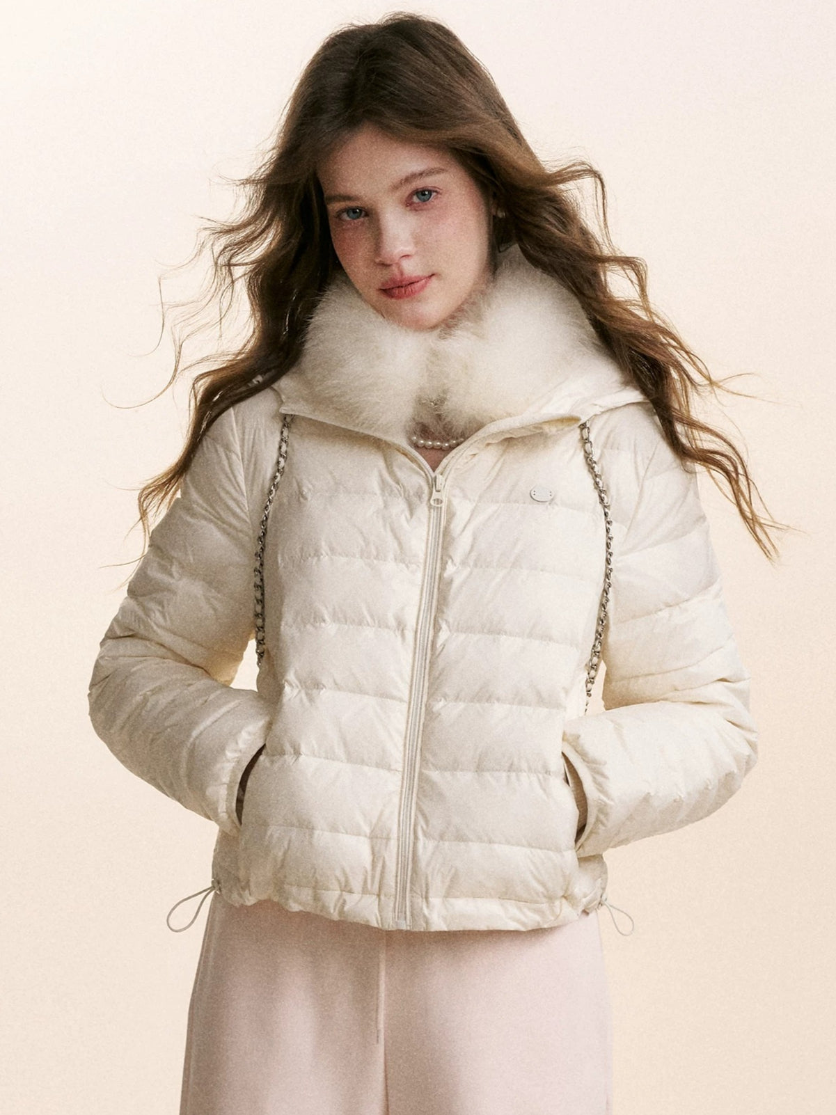 Hooded Ribbed Down Jacket