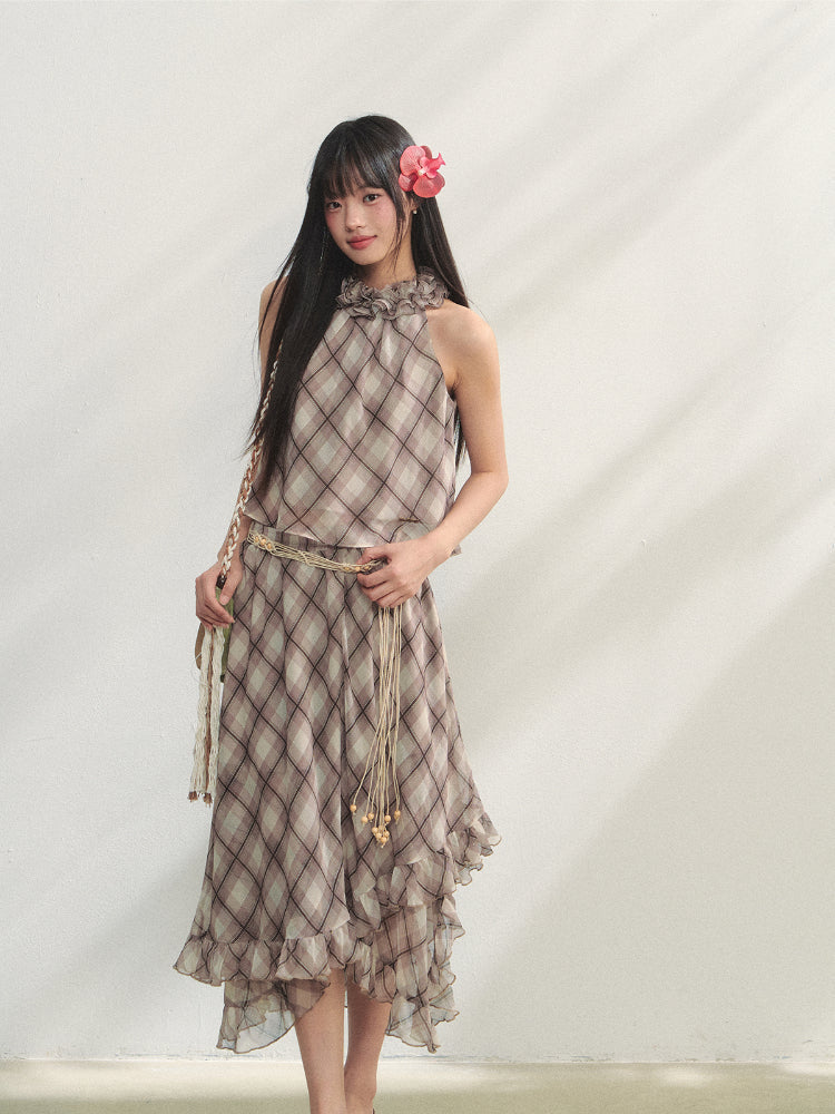 Irregular Ruffle  Top &amp; Midi Skirt Set
