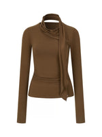 Asymmetric Draped Wool Blend Top
