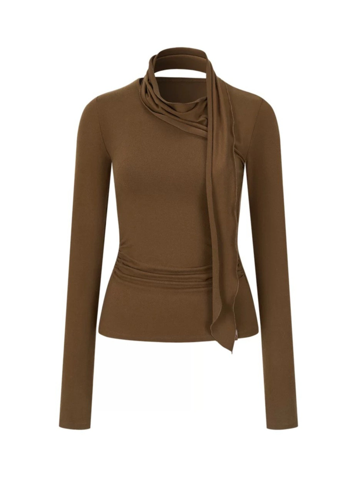 Asymmetric Draped Wool Blend Top